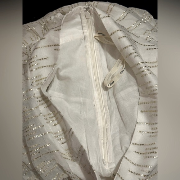 Shore Magnolia White with Gold Thread Tiered Maxi Skirt - Picture 4 of 7
